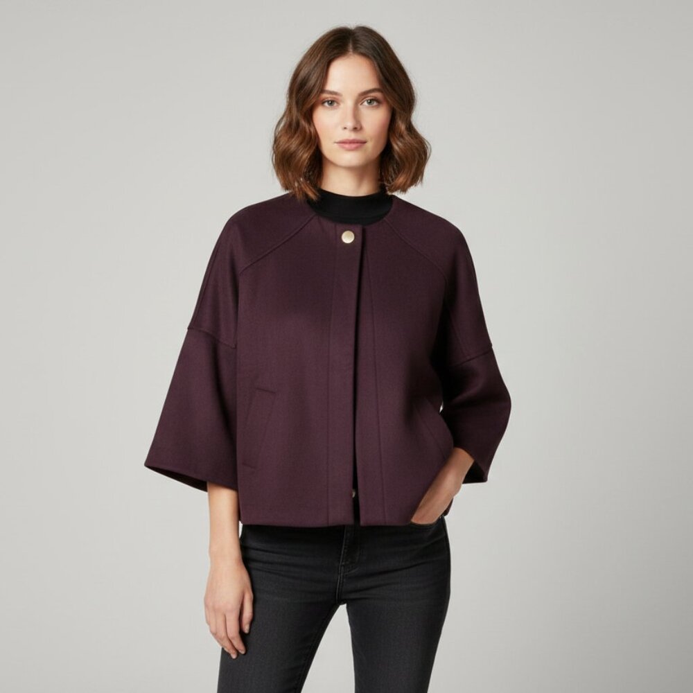 Bianco & Nero Women's Jacket Cape Purple Plum Size 36/4 NWT